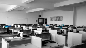 Cubicles with headphones